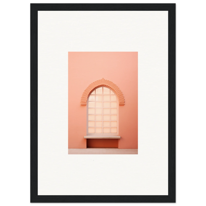 Arched window with grid pattern on peachy-pink wall from Windows Morning Whisper collection