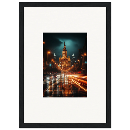 Stunning Illuminated Gothic building at night, a perfect fit for Radiant Urban Reverie art