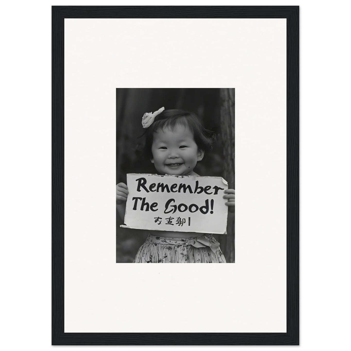 A child with a sign Remember The Good in the Innocent Memory Echoes special edition art