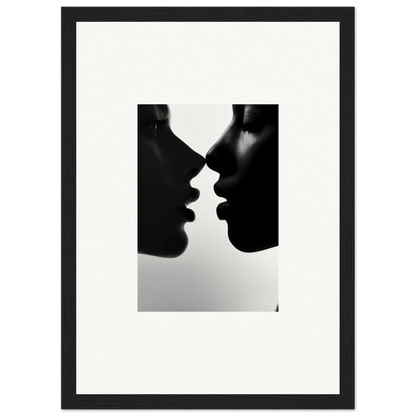 Two profiles in a near-kiss, featured in Narcissus Mirror Haze framed wall art