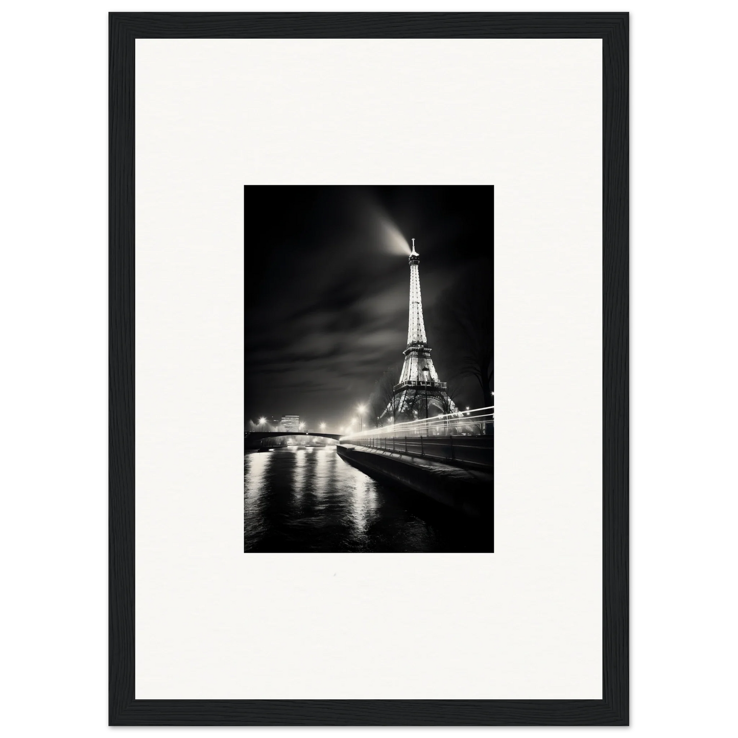 Black and white shot of the illuminated Eiffel Tower for Paris Radiates Eleepizarre art