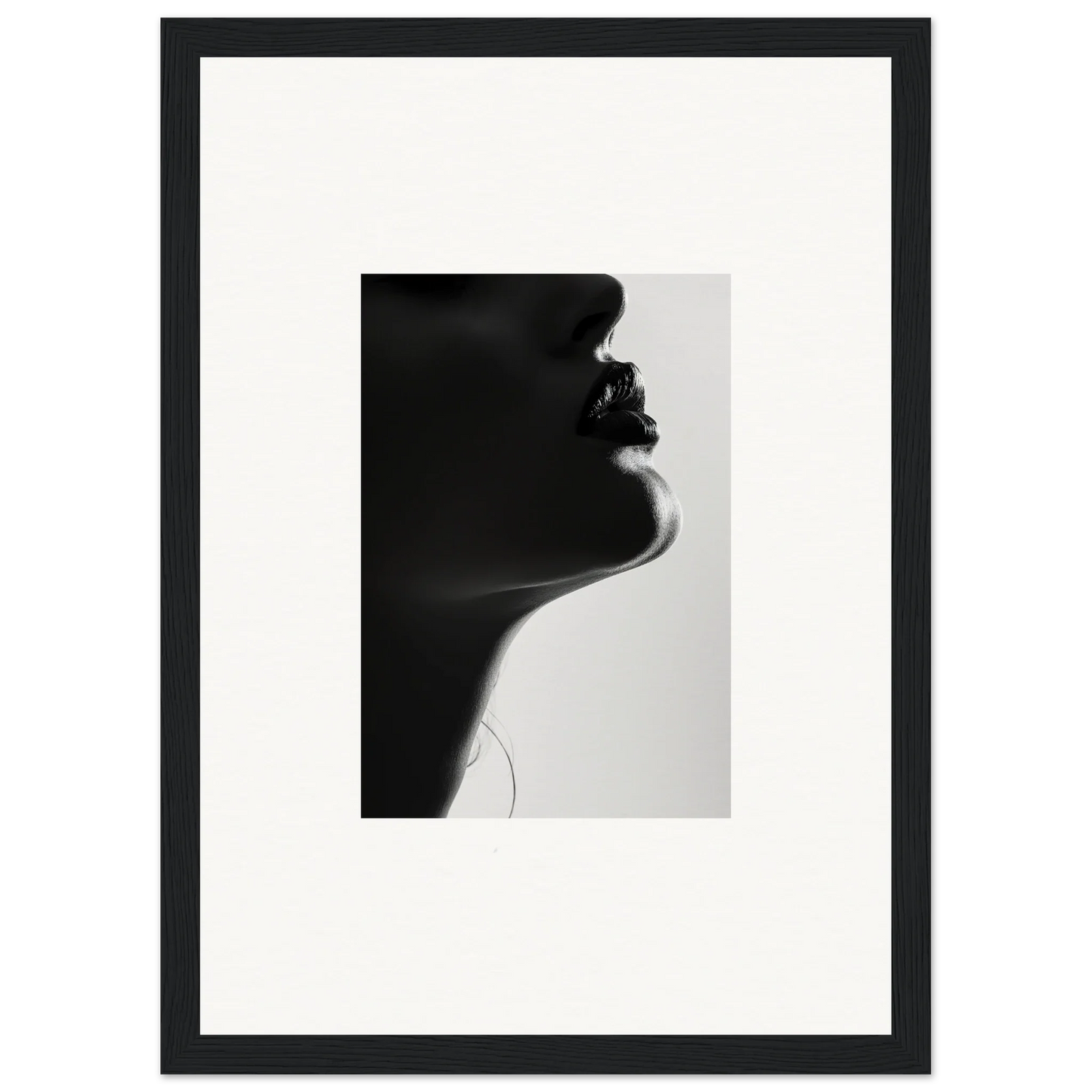 Black and white silhouette of a graceful neck and jawline from Shadowed Whisper Immanence