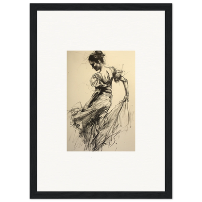 Vintage sketch of a woman in flowing dress, perfect for Shadow Waltz special edition art™