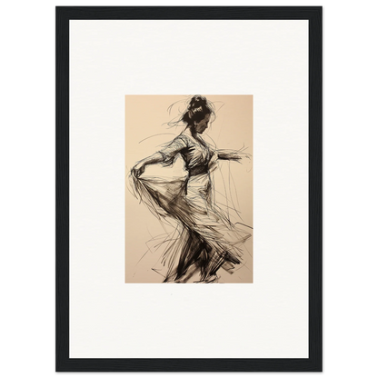 Sketch of a dancer in flowing dress, embodying the spirit of Ephemeral Whirling Arcade