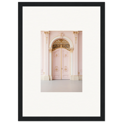 Ornate pink double door art with gold details in Regal Must premium framed wall art