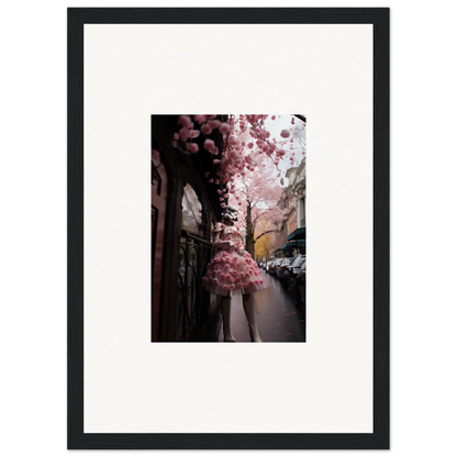 Cherry blossom tree with pink blooms over a street in Petal Eccentricity Revealed art