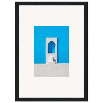 Minimalist doorway with white walls and blue sky in Oikos Cerulean Aperturearches art