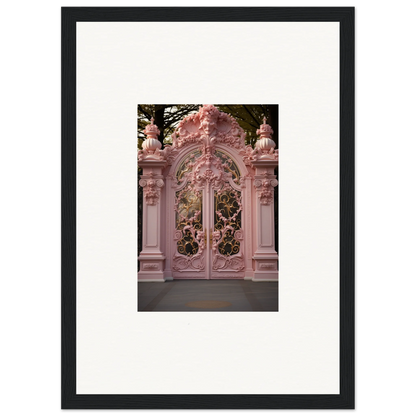 Ornate pink baroque gates showcasing the Opulent Doorscape Divinity design