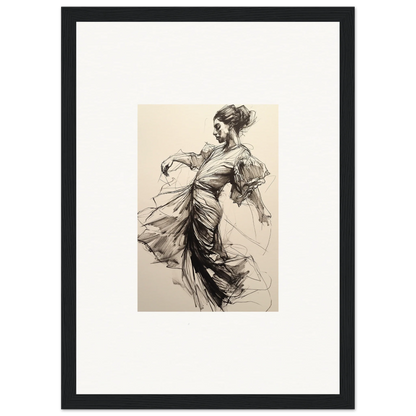 Elegant dancer sketch in flowing dress from Whirling Midnight Form special edition art