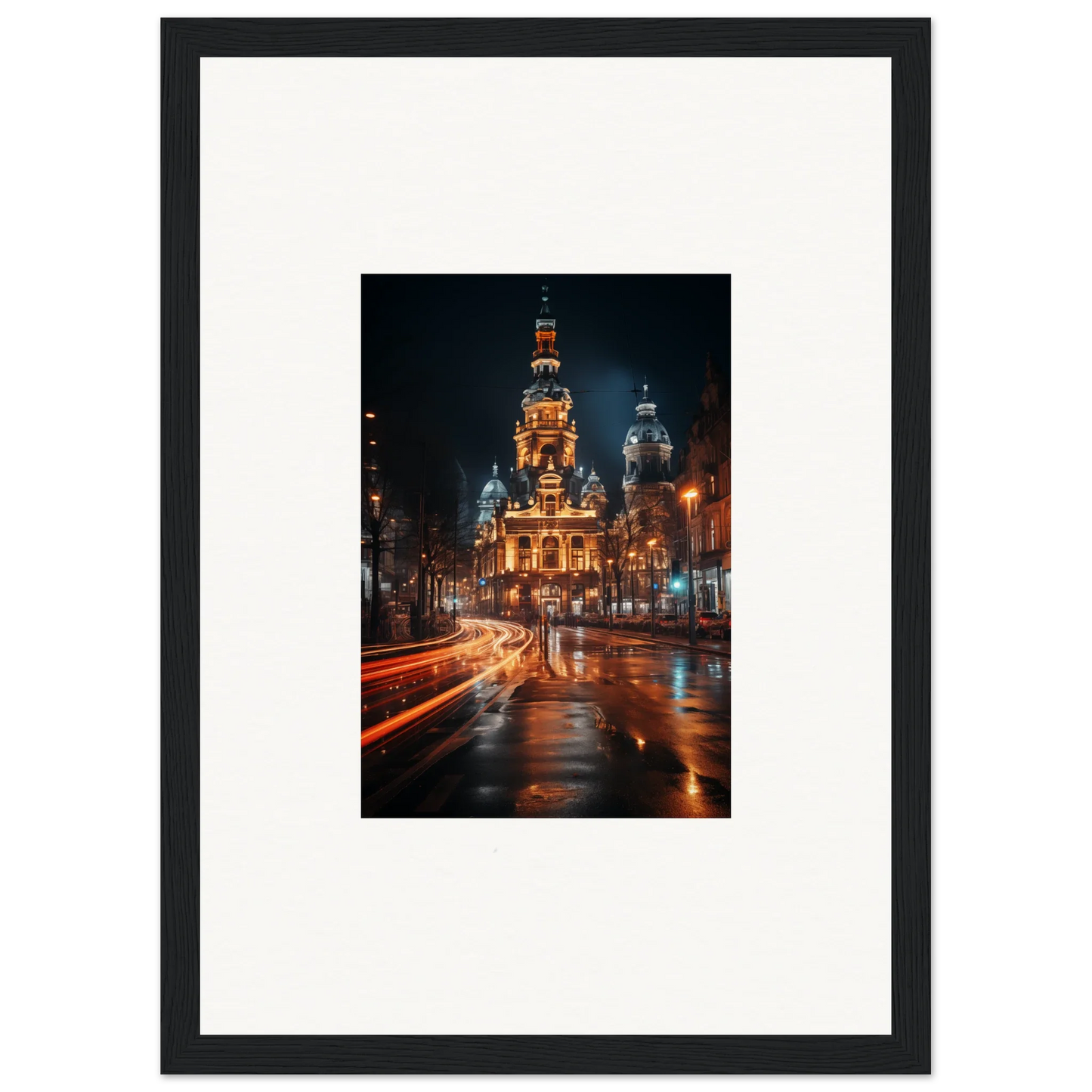 Illuminated church with domes at night in Midnight Highway Mirage special edition art™