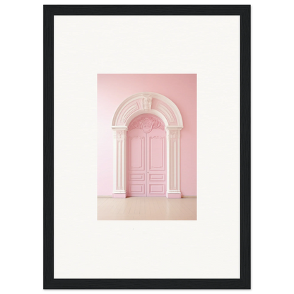 Pink arched doorway with molding in Portal Fantasies Unfurled framed wall art