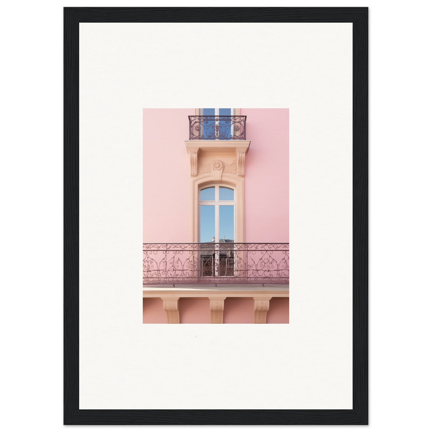 Ornate pink balcony featuring dusky dream balustrade and decorative railings