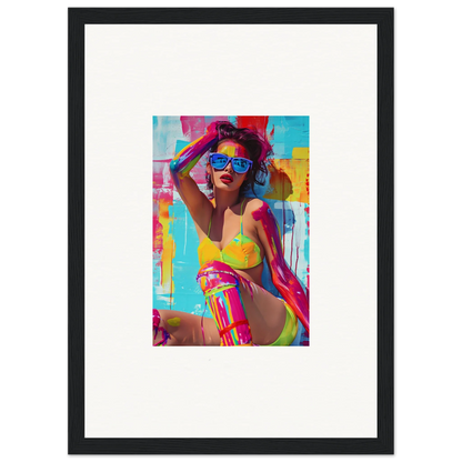 Colorful pop art canvas print of a woman for stylish room decoration and vibrant wall art