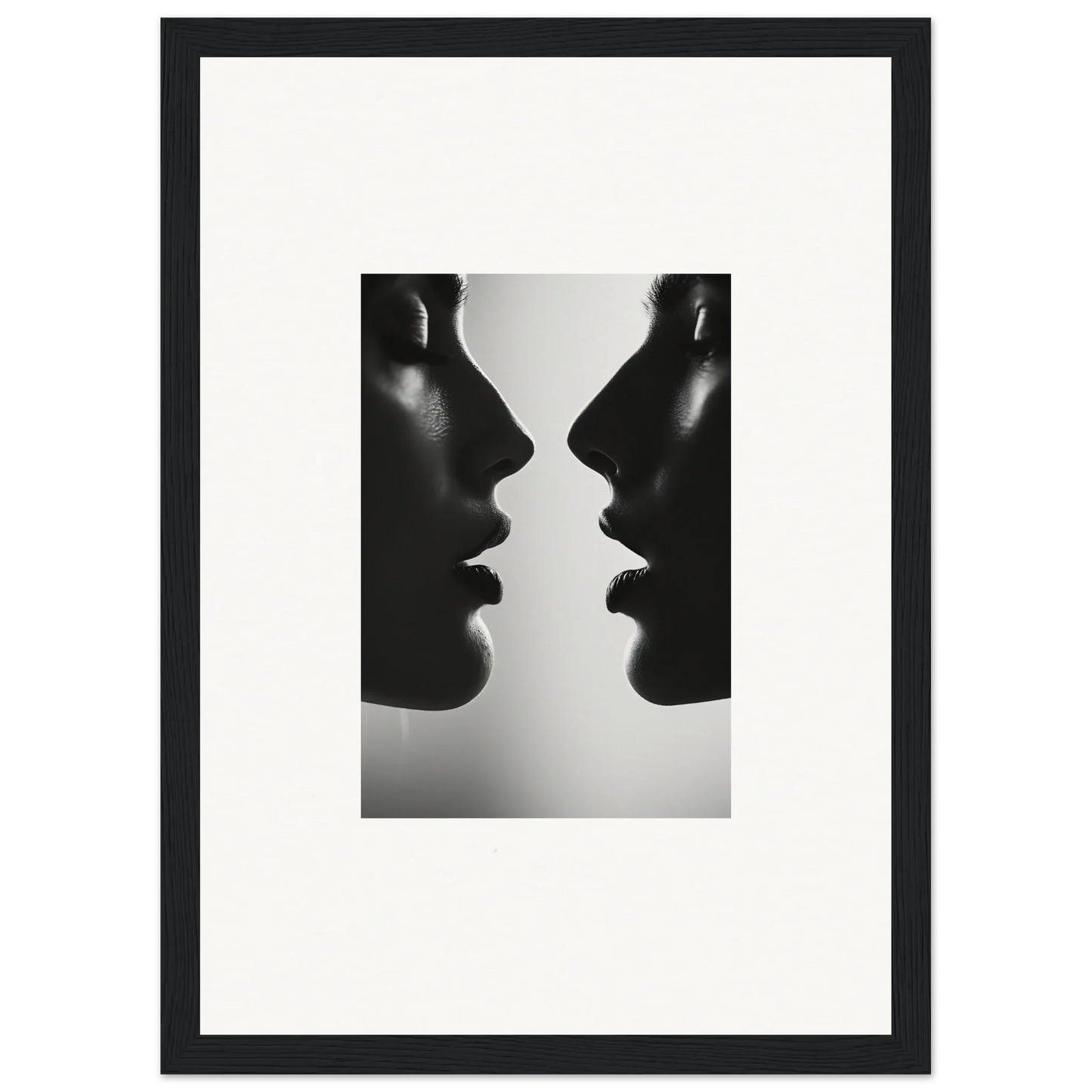 Silhouetted profiles in black and white from Echo’s Embrace special edition art™