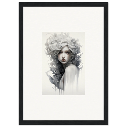 Black and white watercolor portrait with flowing hair from Visions Veil Morphling art