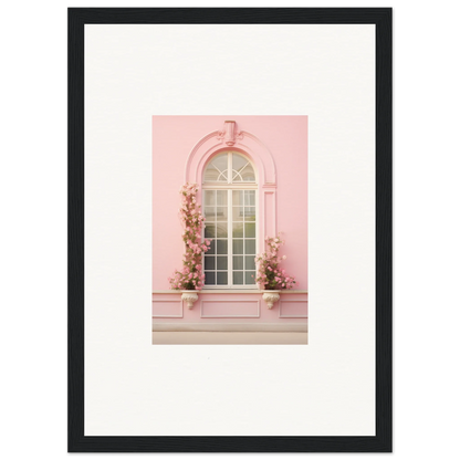 Pink arched window draped in climbing flowers, perfect for Vitalose Rose Sonnet