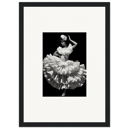 Dancer in ruffled white dress twirling for Curves Dreamscape Illuminated art piece