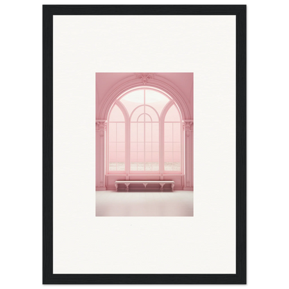 Arched window with soft pink panes in Solitude’s Rosy Asana framed wall art