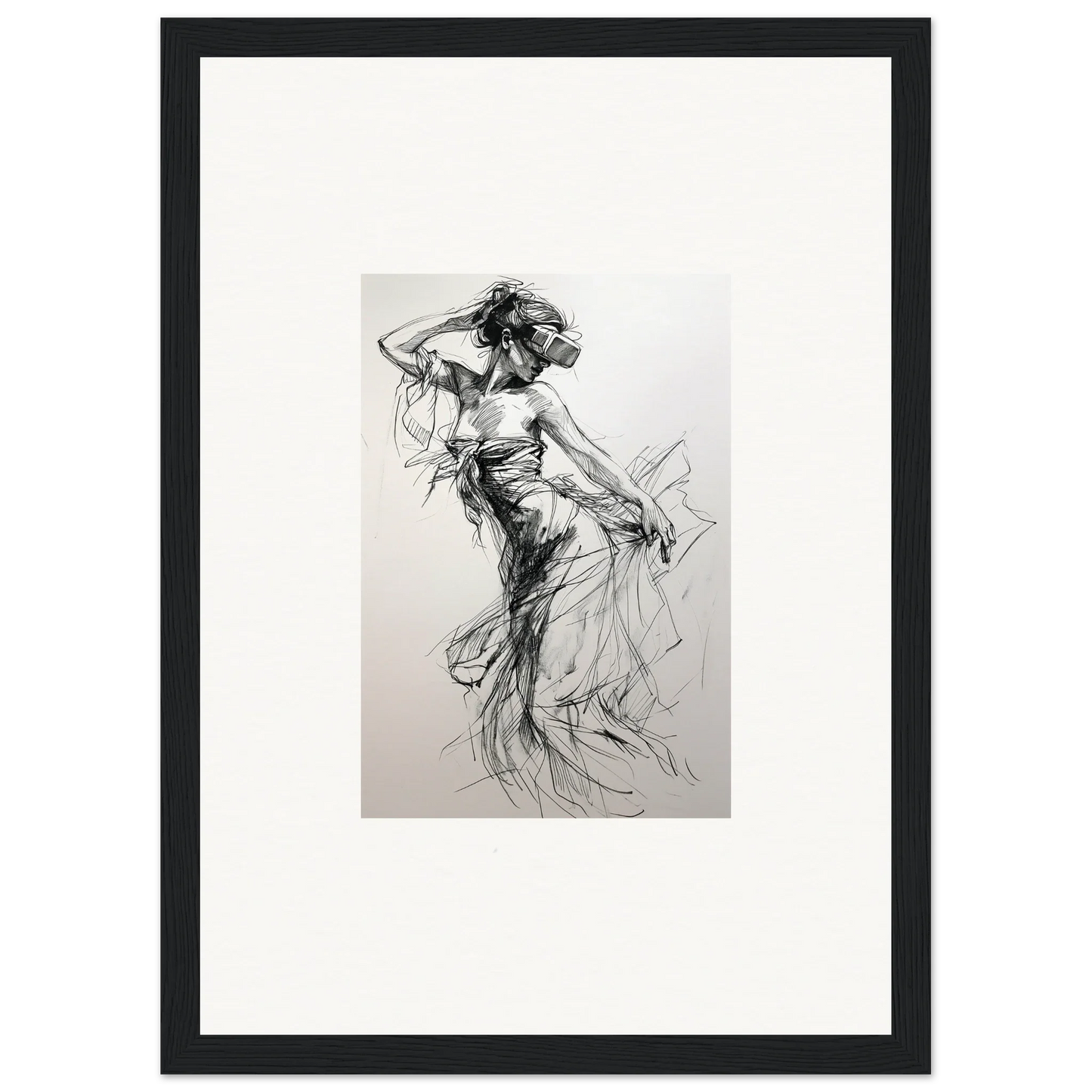 Charcoal sketch of a dancer in motion from the Virtual Grace Sketch special edition art™