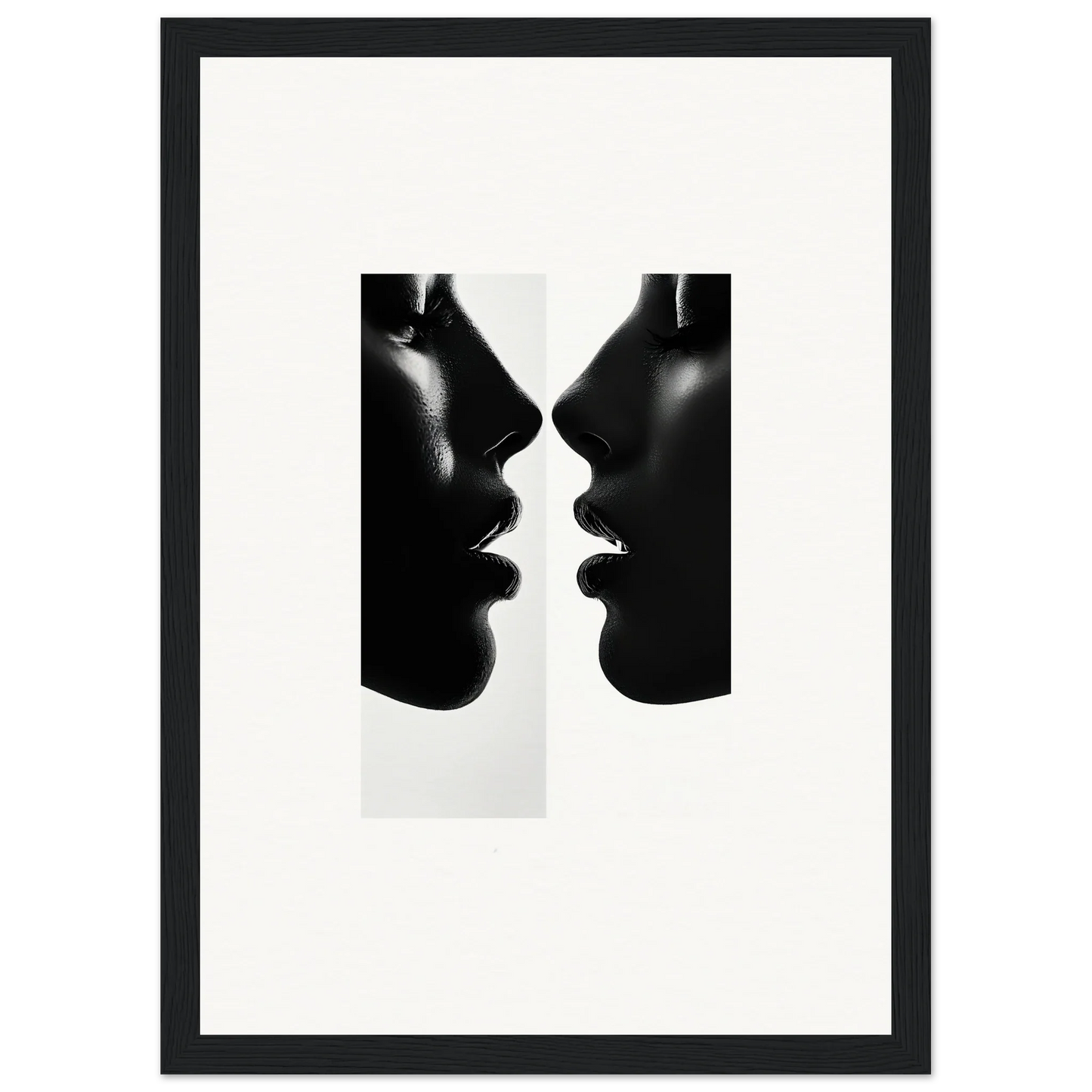 Two silhouetted profiles in black and white for Liminal Echoes framed posters