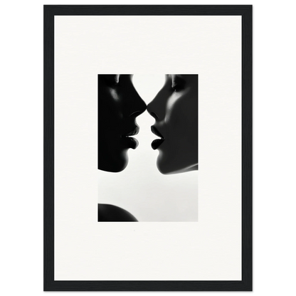 Two silhouetted profiles in an intimate pose from Lattices of Ephemera premium framed wall art