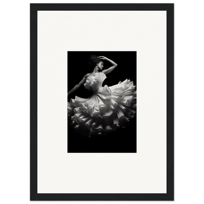 Dancer in flowing ruffled dress showcasing Nocturnal Flourishbyen special edition art™