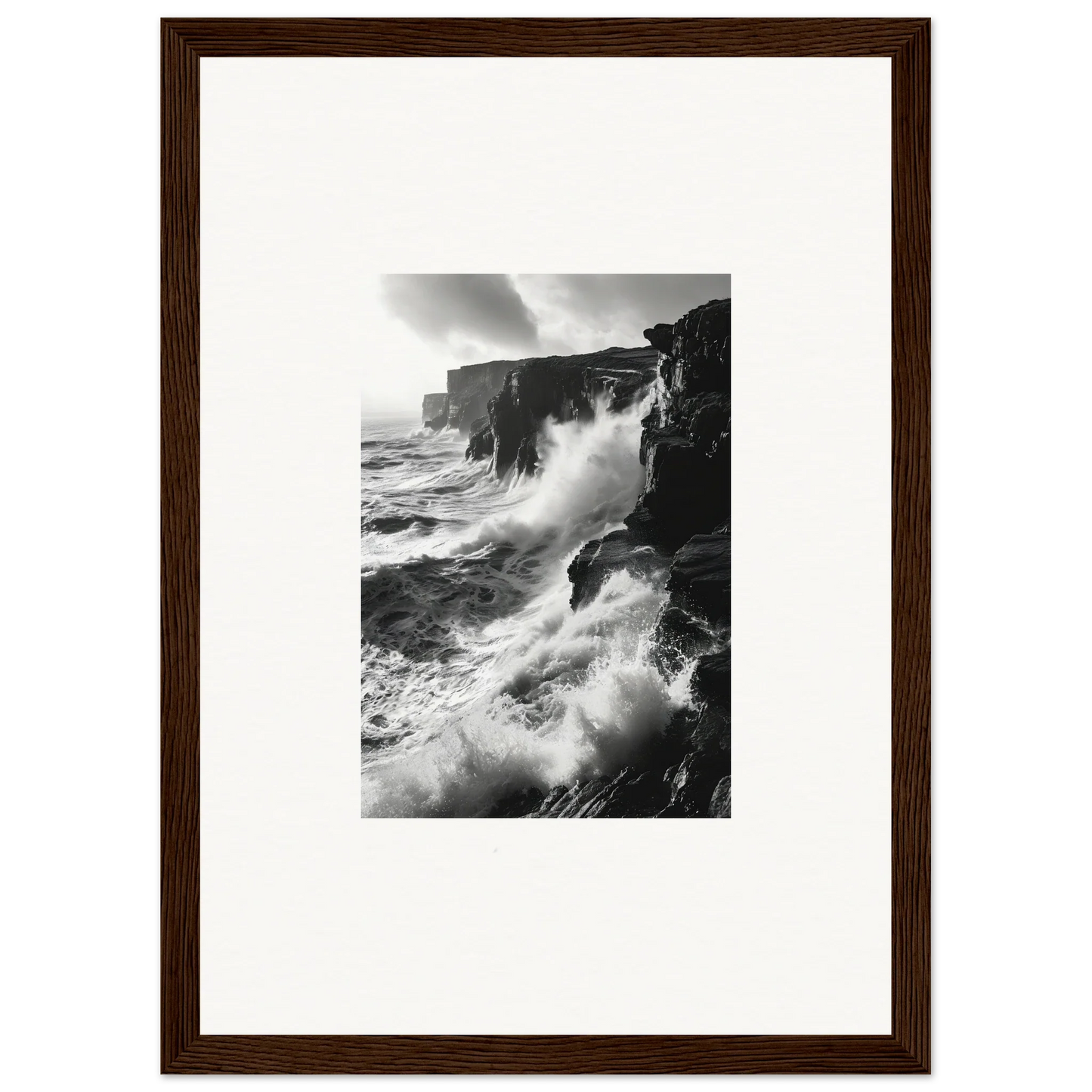 Dramatic ocean waves crash on rugged cliffs in Rock Impressions special edition art™