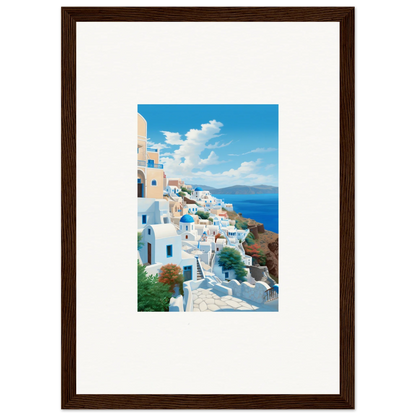 Framed Santorini photo in Sunday Stahl Messiração special edition art™ showcasing stunning cliffs