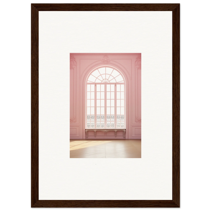 Arched window with delicate panes on soft pink wall in Ether Balcon Evolvement art