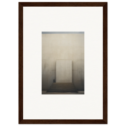 Framed black and white photo of a misty monolithic structure for Portal Eventide Abstract