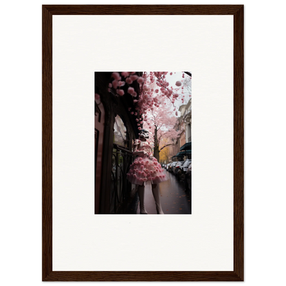 Cherry blossom tree in bloom on a rainy street, featured in Petal Eccentricity Revealed