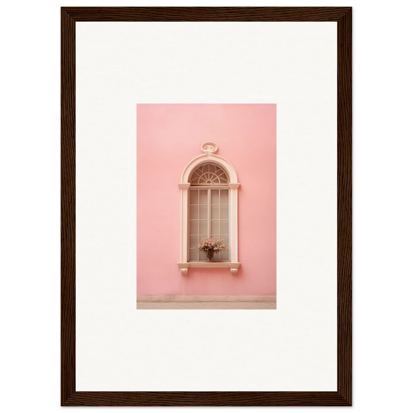 Ornate arched window on a pink wall from Pinky Flora Portal special edition art™