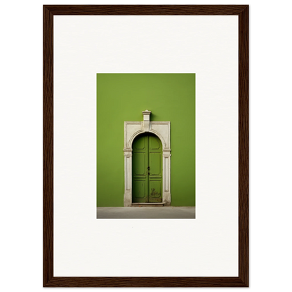 Green wooden door with stone archway in Green Origins special edition art™