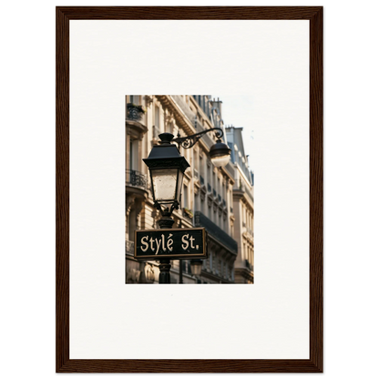 Street lamp with Style St. sign amidst Parisian architecture for stylish wall art