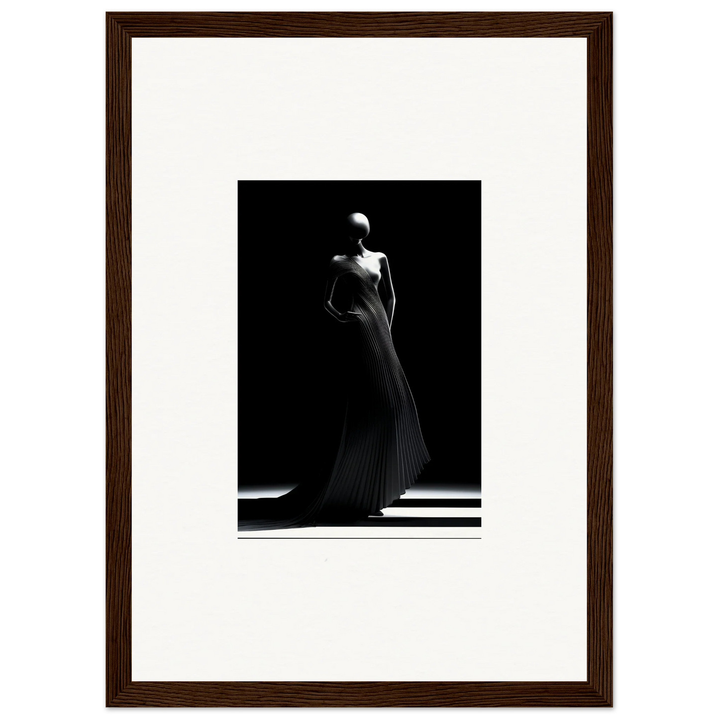 Elegant black and white figure in flowing gown for Echoes Velvet Mirage special edition art™