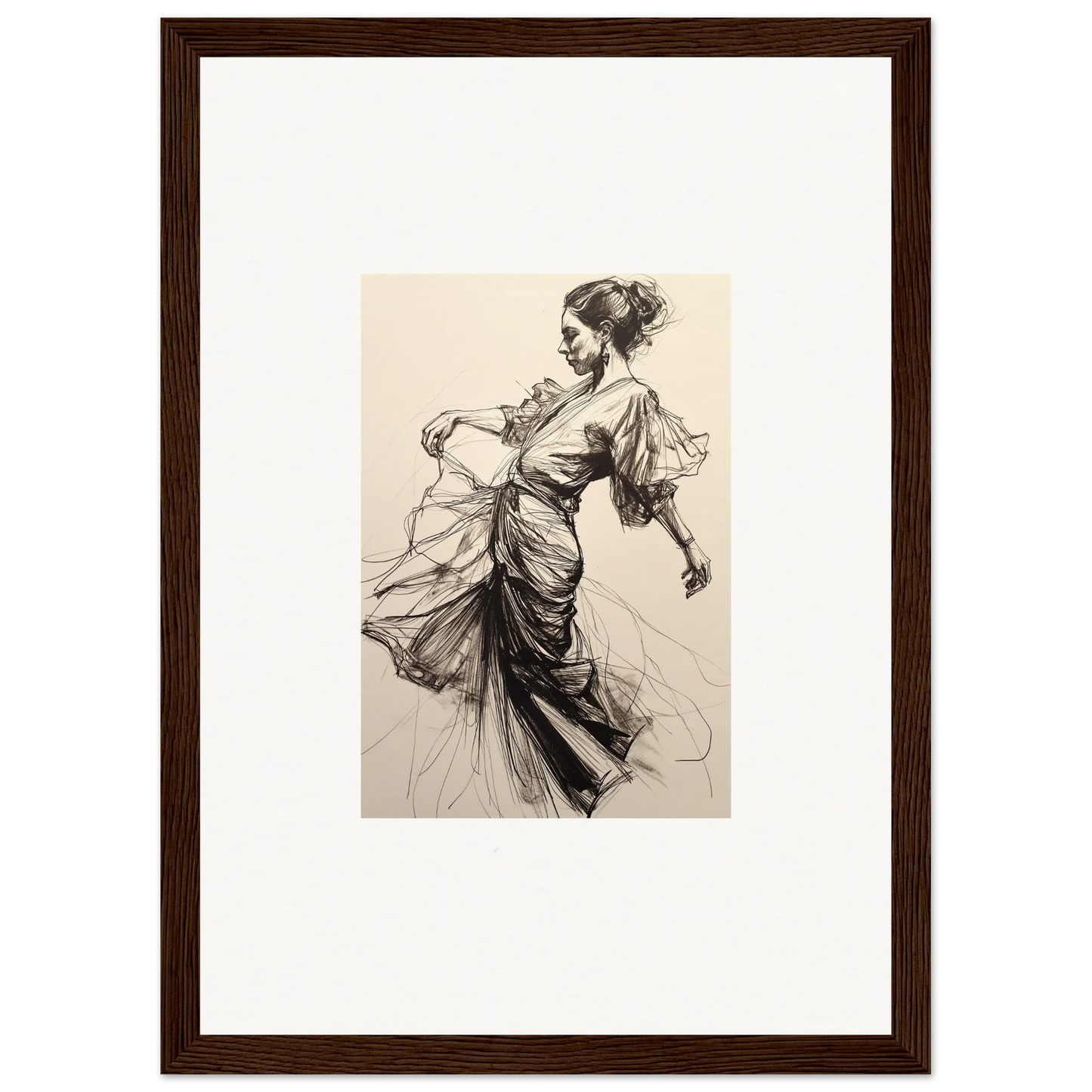 Elegant woman in flowing dress artwork for Ephemeral Ink Serenade framed wall art