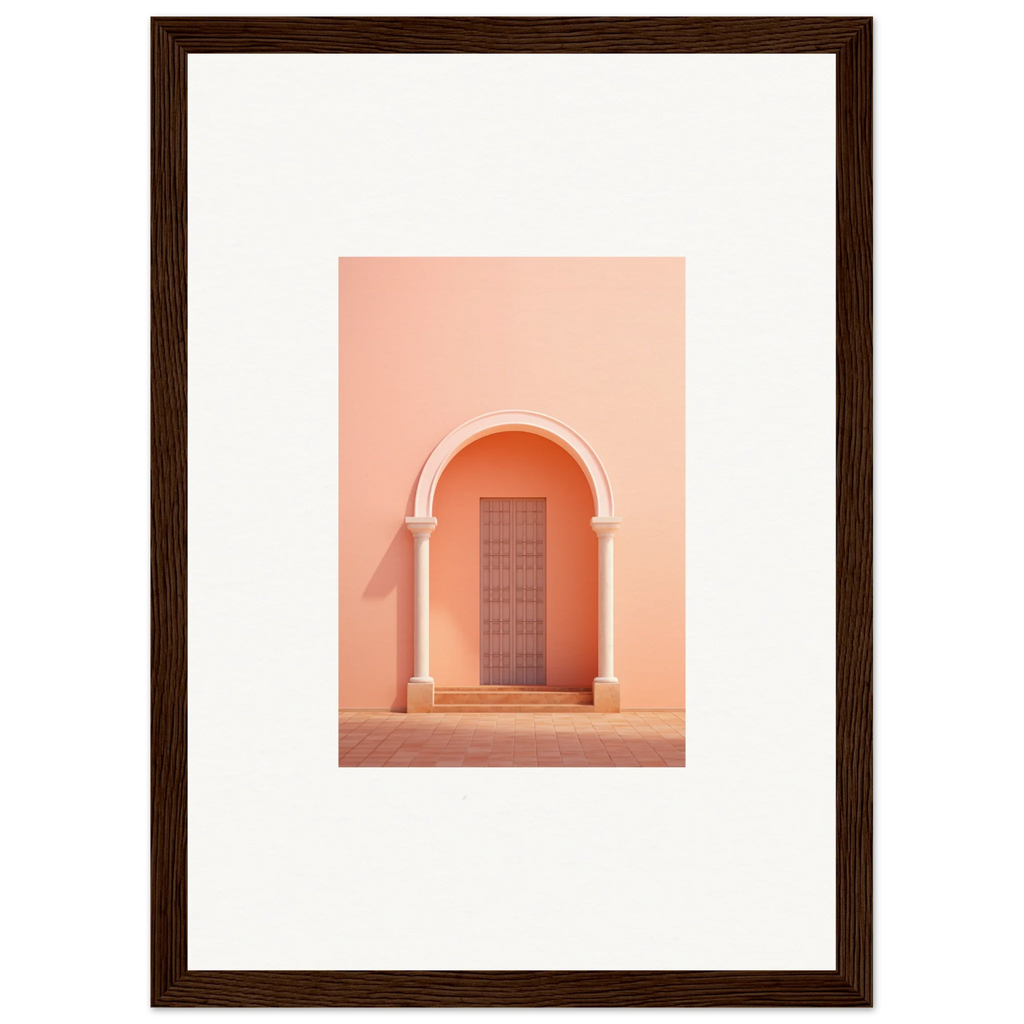 Arched doorway with peach walls and shadows in Psychedelic Arches Discussionale art™