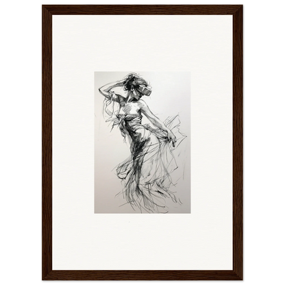 Charcoal sketch of a dancer in motion for Virtual Grace Sketch special edition art™