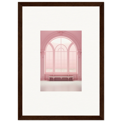 Arched window with pink panes in Solitude’s Rosy Asana framed wall art design