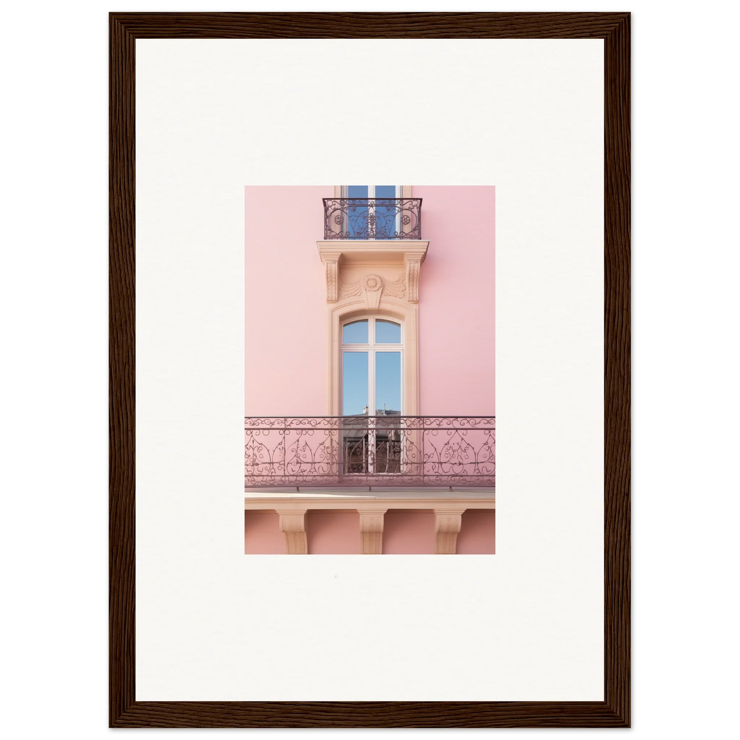 Ornate pink balcony featuring the Dusky Dream Balustrade and decorative metalwork