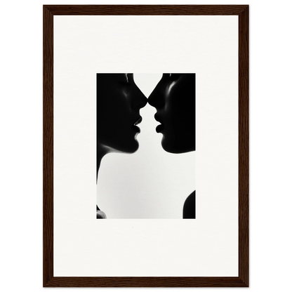 Two silhouetted profiles in a near-kiss, showcasing Shadowed Sédual Symphony’s charm