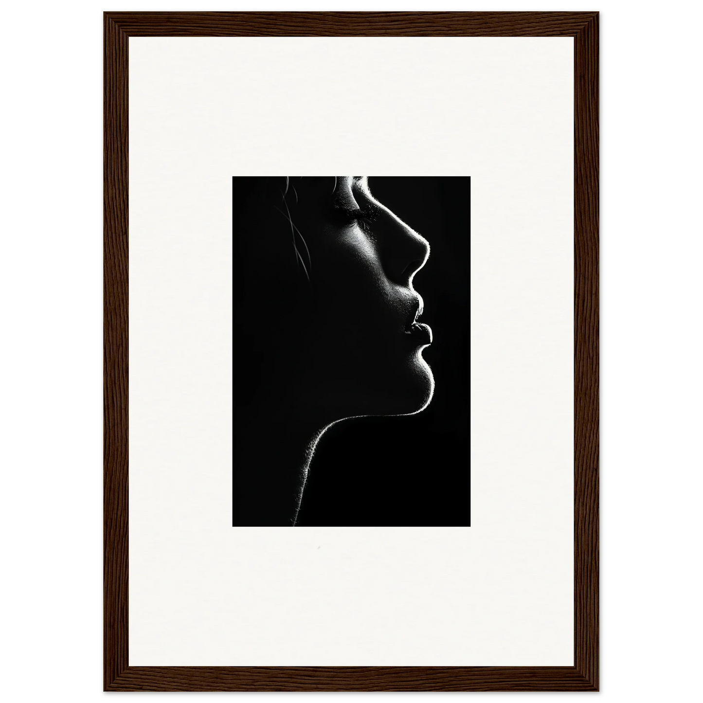 Profile silhouette showcasing facial contours in Velvet Void Sensation framed wall art