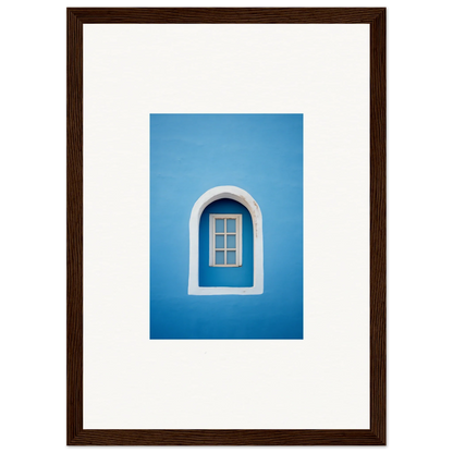 Arched window with white trim on a blue wall in Whispers Sky Mosaic special edition art™