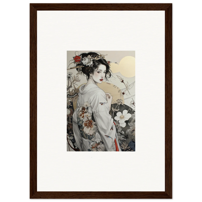 Framed artwork of a geisha in a kimono, part of Daydream Blossom Wistitudes collection