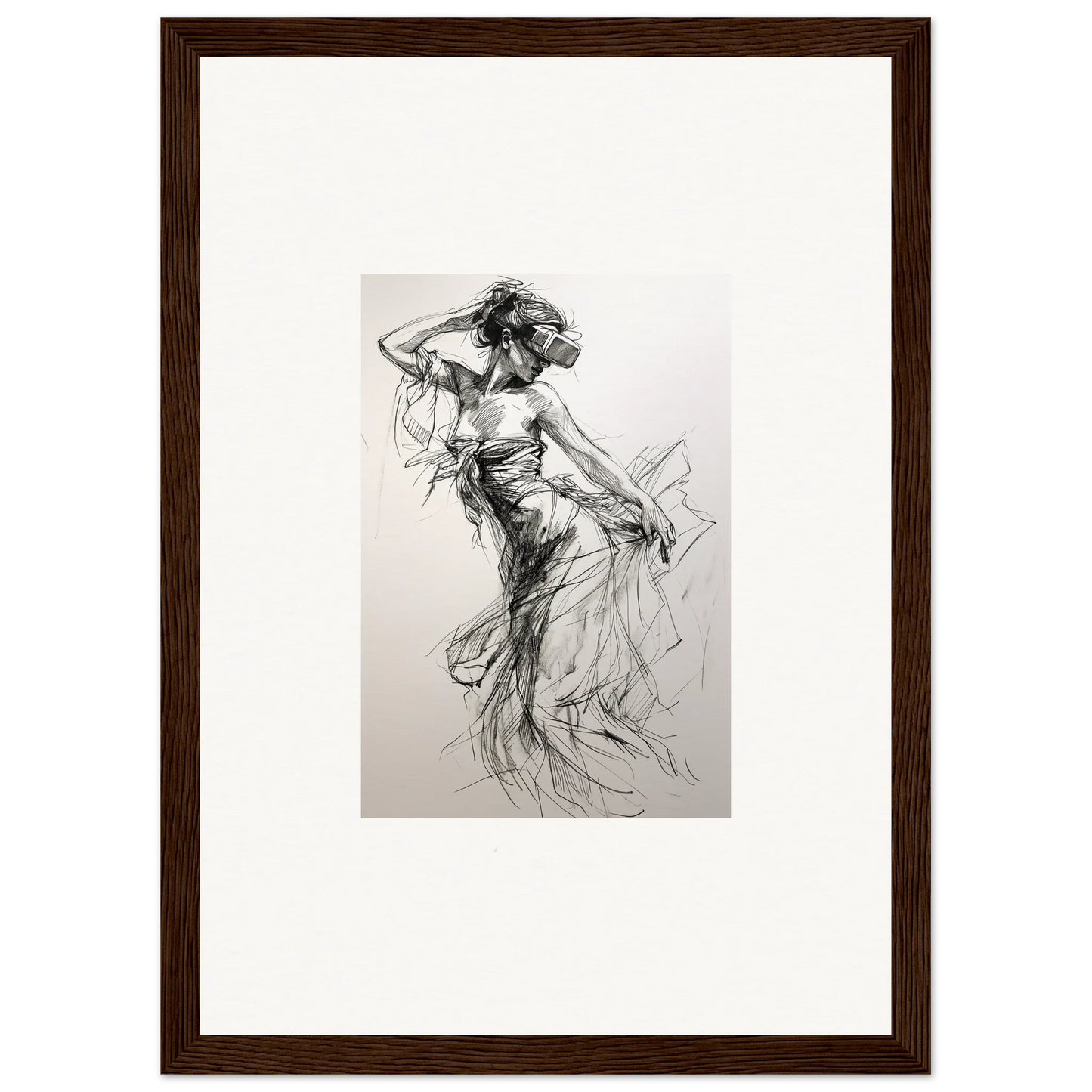 Charcoal sketch of a dancer in motion from Mystic Quantum Soliloquy special edition art™