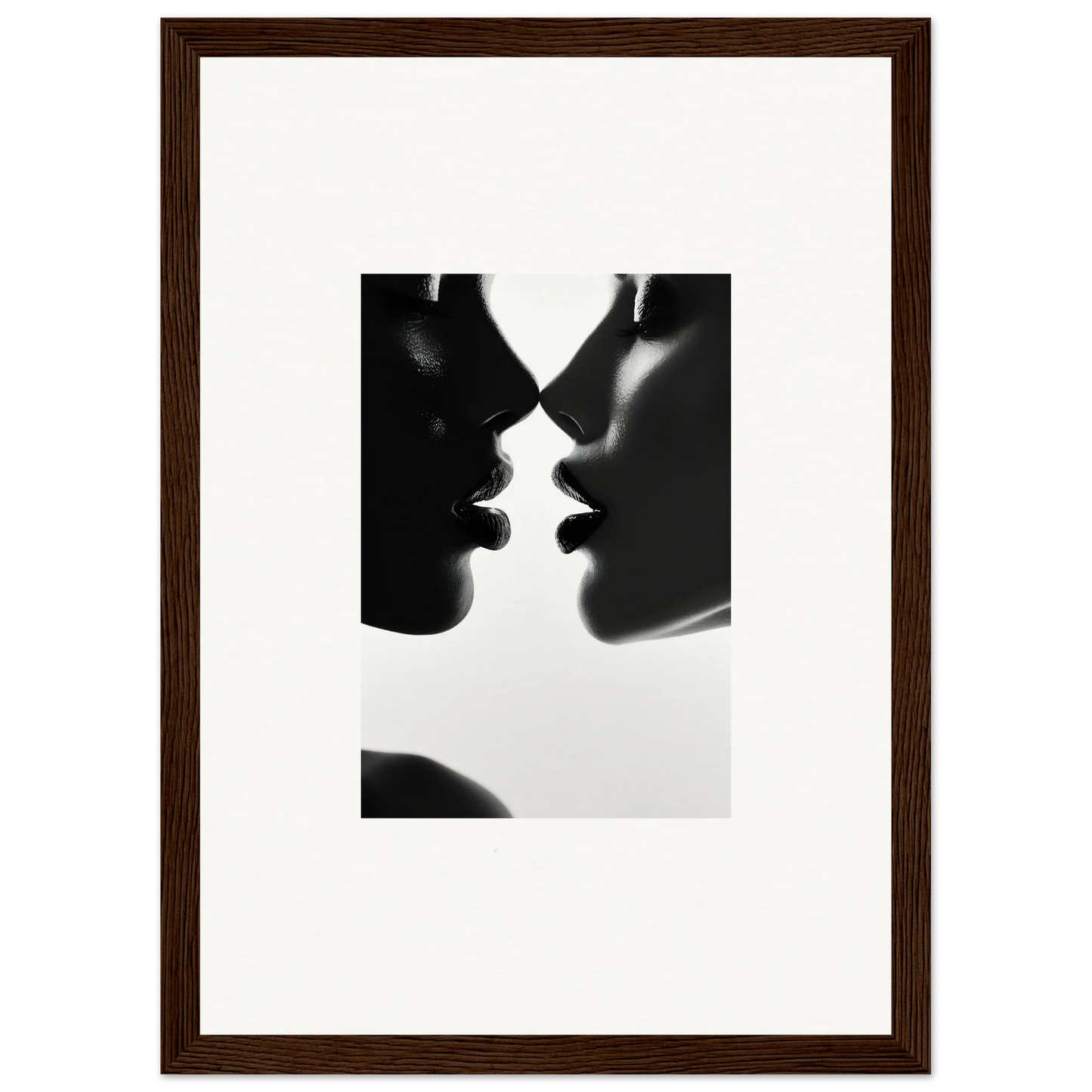 Two silhouettes in an intimate pose for Ephemeral Echoes Touch framed posters