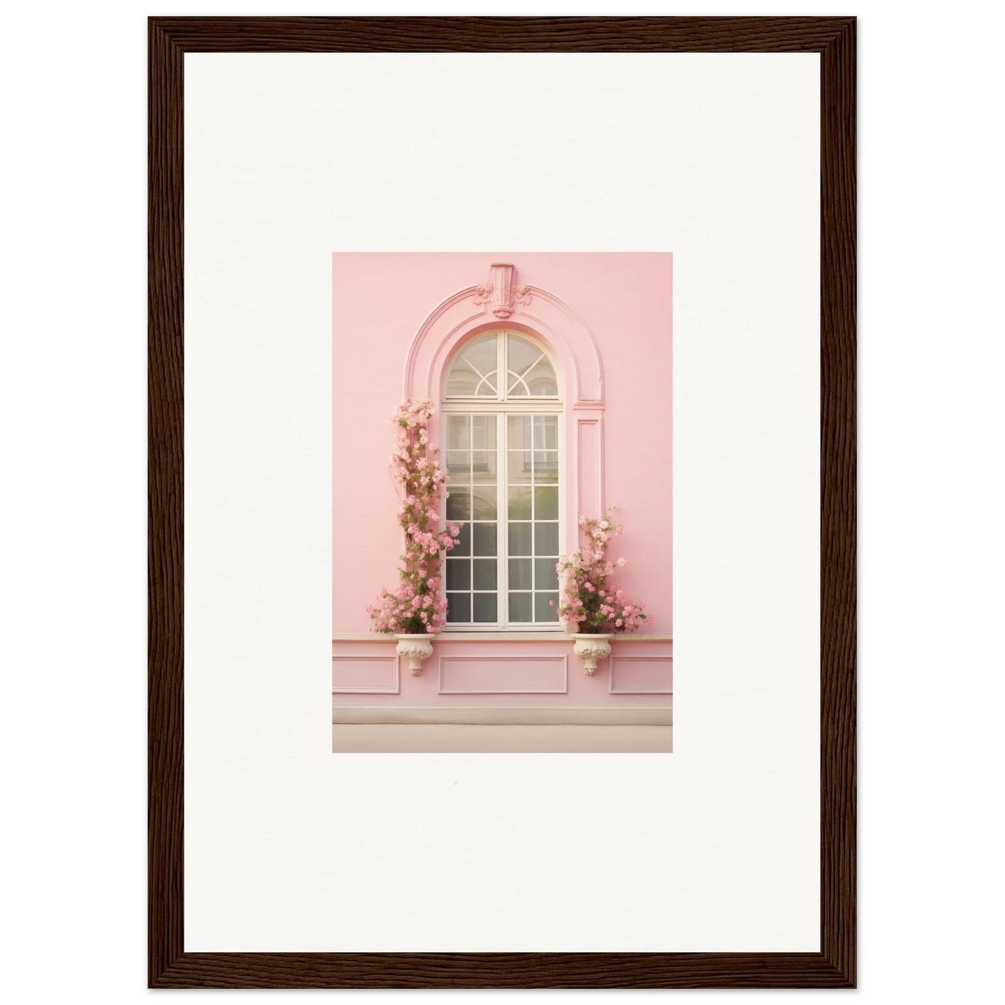 Arched pink window with climbing flowers from Vitalose Rose Sonnet special edition art