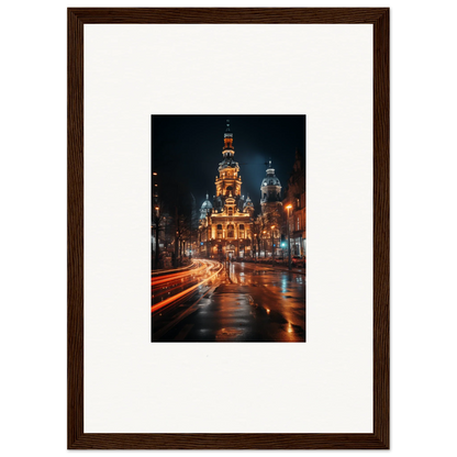 Illuminated ornate church with golden domes in Midnight Highway Mirage special edition art™