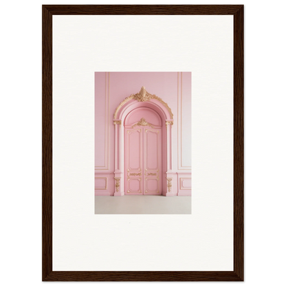 Ornate pink door with carved archway in Paris Dreams Frame special edition art™