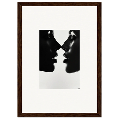 Two silhouettes facing each other in Eclipsing Soulcare Kisses framed wall art